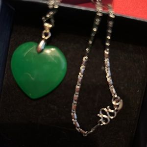 Jade Green Heart Necklace New in Gift Box Perfect for Valentines-Gorgeous Chain